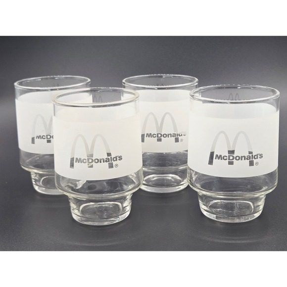 McDonald's Other - Vintage McDonalds Orange Juice Tumblers Frosted Glass Set of 4 Golden Arches